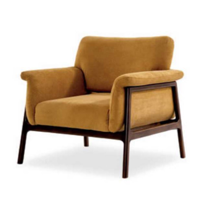 Armchair for Living Room Luxury Modern Design Wood with Textile Lounge Club