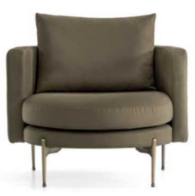 Armchair for living room modern design wood with textile round lounge club