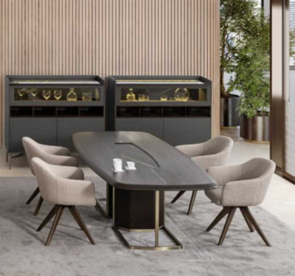 Wood Luxury Dining Room Set Modern Dining Table 4x Chairs with Sideboard Furniture