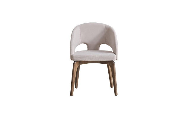 White dining chair, stylish single-seater upholstered chairs, modern wooden legs