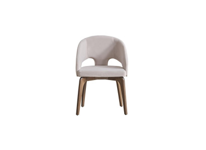 White dining chair, stylish single-seater upholstered chairs, modern wooden legs