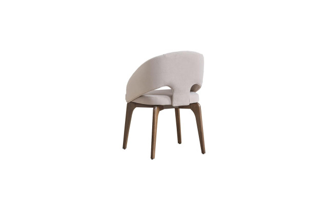 White dining chair, stylish single-seater upholstered chairs, modern wooden legs