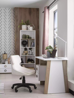 Children's Room Desk Set 2-piece Shelf Computer Wood White