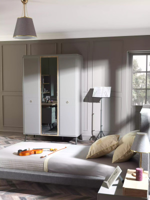 Wardrobe Cabinet Wooden Cabinet Bedroom Furniture Wood Gray Luxury