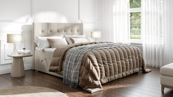 Bed luxury bedroom double bed textile upholstery design furniture box spring bed
