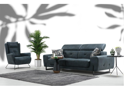 2-piece sofa set comprising three-seater sofa couch living room designer armchair textile furniture