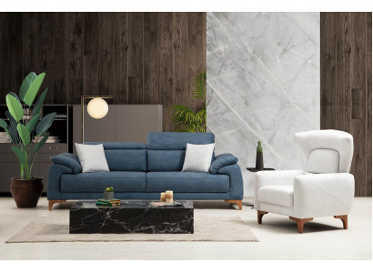 Complete Sofa Couch Three-Seater White Armchair Living Room Sofa Set 3-piece