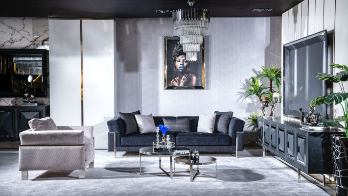 Living room sofa set 3+1 seater coffee table sofa armchair set 4-piece.