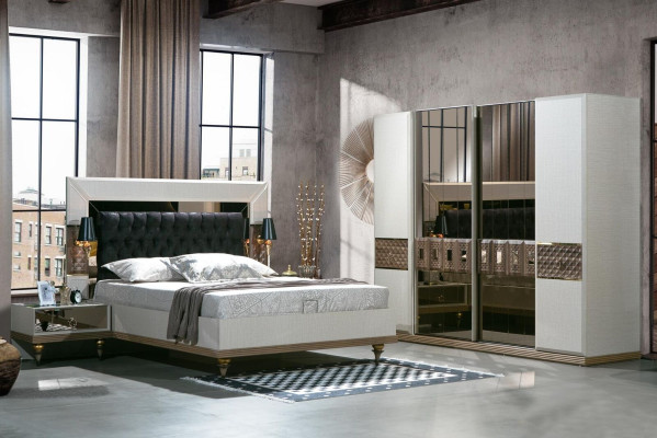 Luxury bed with glass elements double bed bed frame furniture 180x200