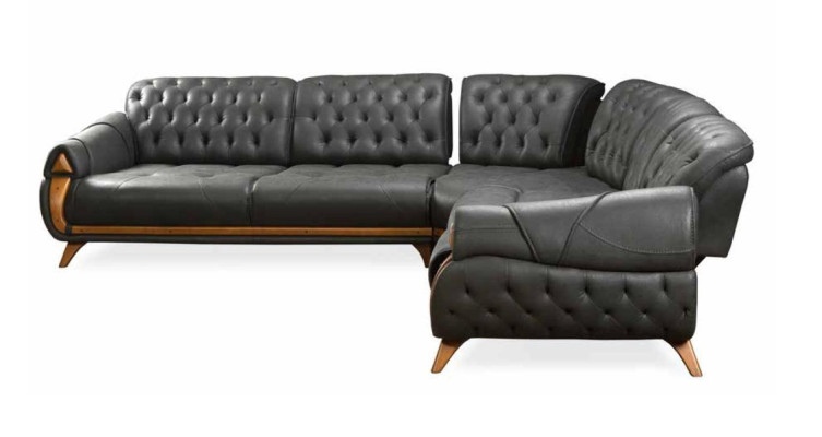 Living room leather black sofa sofas L-shaped seat color corner sofa couch