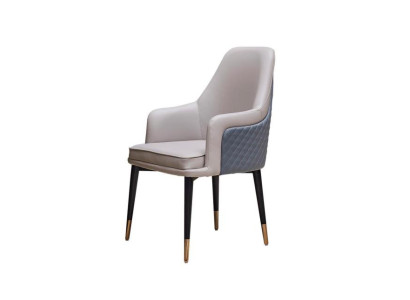 Dining room chairs, living room luxurious gray chair with wooden legs, modern new.