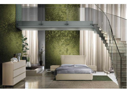 Luxury bedroom set 4-piece. Bed + 2x bedside table + dresser Modern design beds