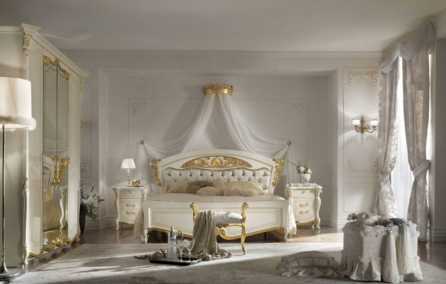 Bedroom bed design beds 4-piece set classic Italian furniture nightstand