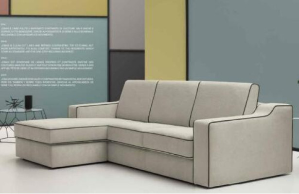 Design Textile Modern Couch Luxury Corner Sofa L-Shaped Furniture Upholstery Beige alfitalia