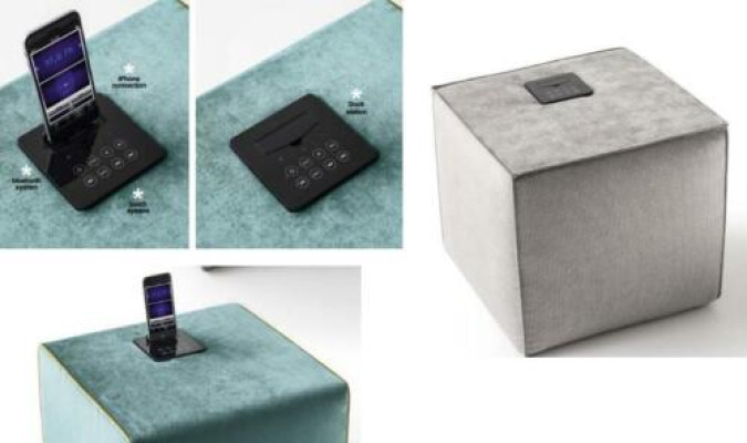 Stool Charging Station Mobile Phone Upholstered Stool Seat Stool Ottoman Pouf Footstool