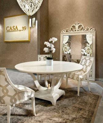 Round dining table + 6 chairs set wood tables round table set new xlmoebel®