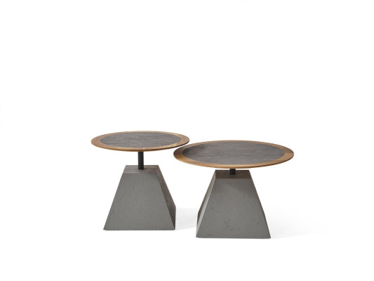 Round wooden coffee table side design silver table furniture living room