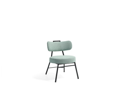 Elegant gray dining chair with round upholstered seat
