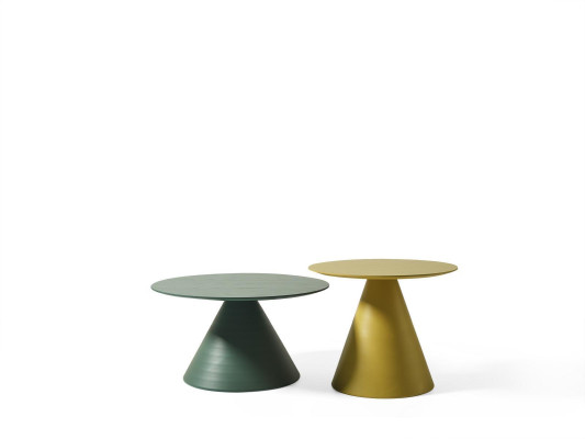 Elegant round gray coffee table in modern style for the living room