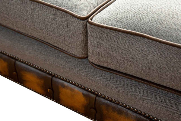Luxury three-seater modern couch furniture gray sofas fabric textile upholstery