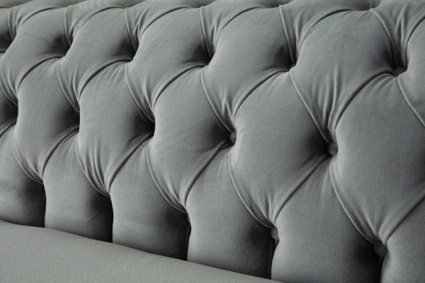Sofa 4-seater couch Chesterfield upholstered seat fabric gray living room