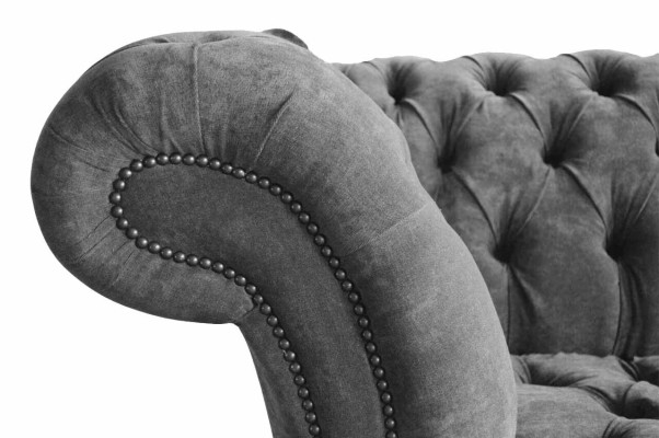 Chesterfield 3-seater couch upholstered seat textile fabric gray couches sofa