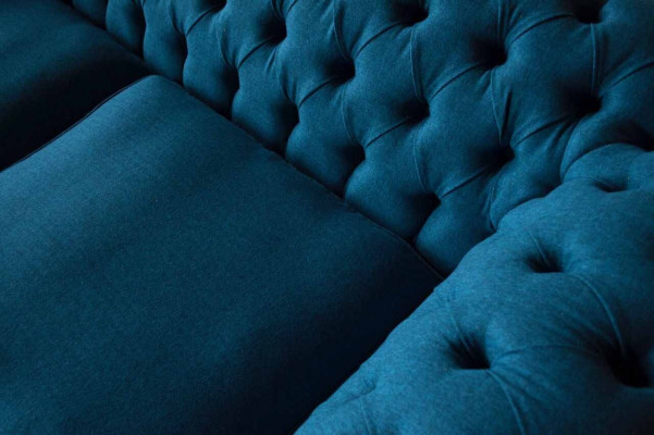 Chesterfield sofa 3-seater couch upholstered sofas fabric living room blue textile
