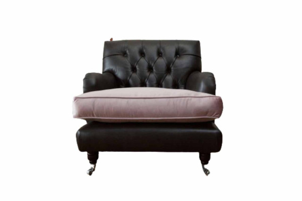 Armchair Design Sofa Relax Lounge Brown Upholstery Luxury Chesterfield New