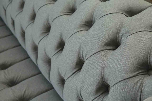 Sofa 3-Seater Couch Fabric Modern Luxury Gray Chesterfield Three-Seater New