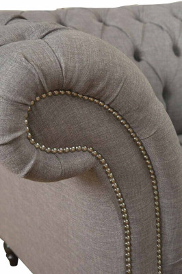 Chesterfield 3-seater upholstered couch sofa couches textile modern style gray