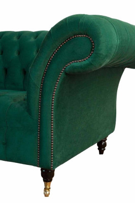 Three-seater sofa 3-seater luxury seat modern sofas green fabric Chesterfield