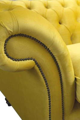 Textile 3 Seater Blue Fabric Design Couch Upholstery 230cm Chesterfield Sofa