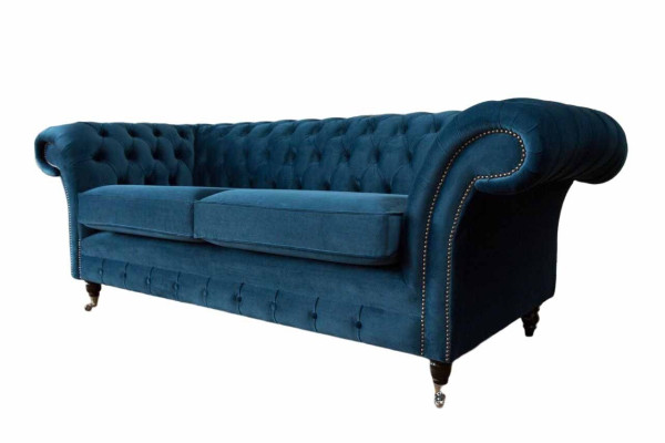 Design Sofa 3-Seater Couch Upholstered Luxury Textile Sofas Chesterfield New