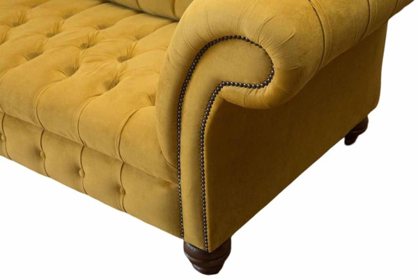 Chesterfield Yellow Sofa Upholstery 3-Seater Couches Seating Sofas Three-Seater