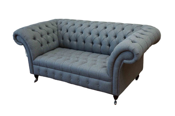 Chesterfield office seating furniture setting sofa couch 2-seater textile gray