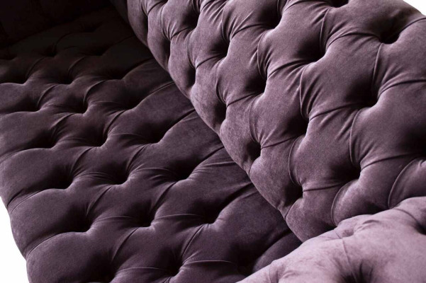 Chesterfield Sofa Couch Design Lilac Upholstery Fabric Two-Seater New