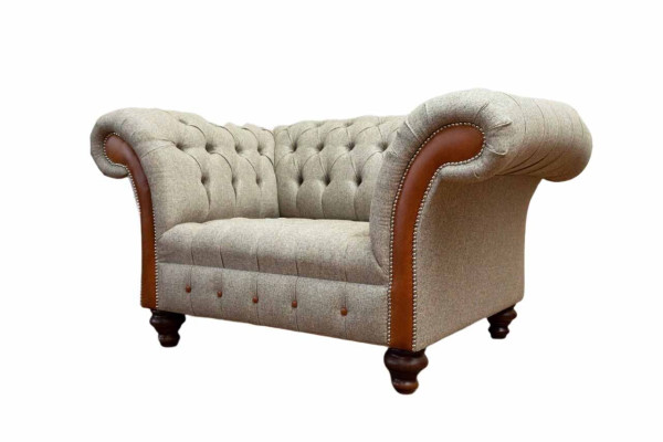 Chesterfield Sofa Upholstery 1.5 Seater Sofas Classic Single Seater Gray New