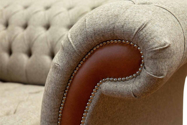Chesterfield Sofa Upholstery 1.5 Seater Sofas Classic Single Seater Gray New