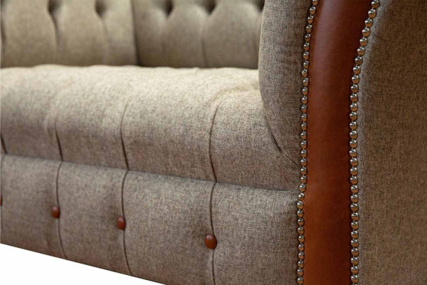 Chesterfield Sofa Upholstery 1.5 Seater Sofas Classic Single Seater Gray New