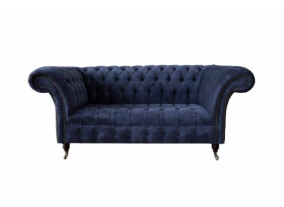 Chesterfield Design Sofa Couch 2-seater Upholstered Blue Sofas Couches New
