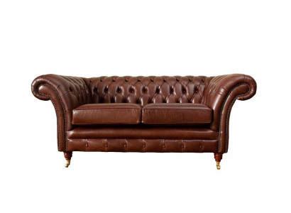 Chesterfield Couch Upholstery Leather Sofas Couches Brown Two-seater New