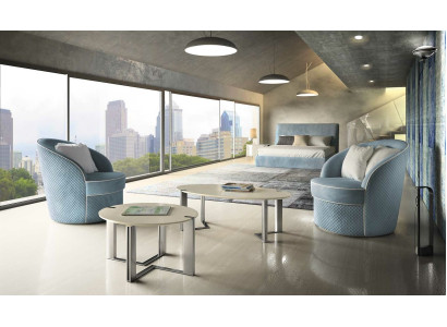 Design sofa armchair couch upholstery luxury textile couches 1-seater blue bedroom
