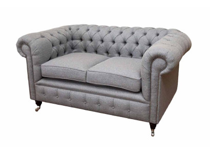 Chesterfield office seating furniture sofa couch 2 seats textile gray