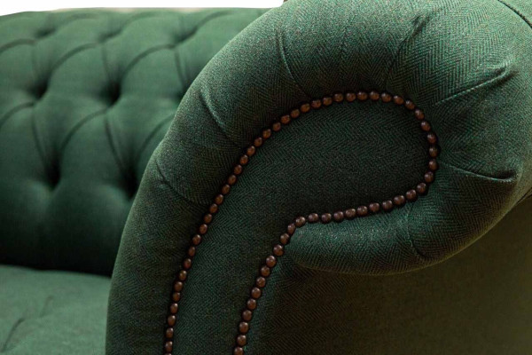 Chesterfield Sofa 2-Seater Upholstered Sofas Green Luxury Fabric Sofas Textile