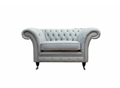 Armchair Upholstered Sofa Textile Chesterfield Couch 1-Seater Gray
