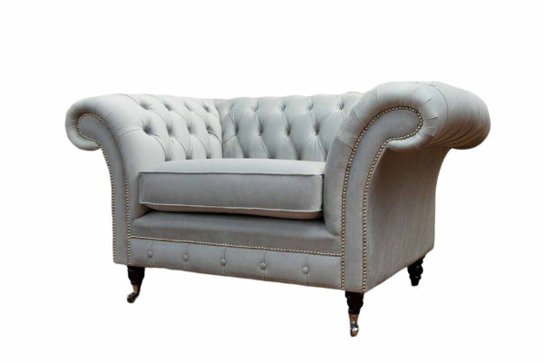 Armchair Upholstered Sofa Textile Chesterfield Couch 1-Seater Gray