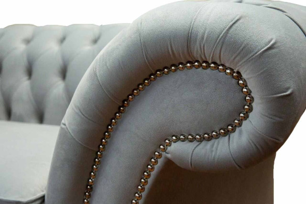 Armchair Upholstered Sofa Textile Chesterfield Couch 1-Seater Gray