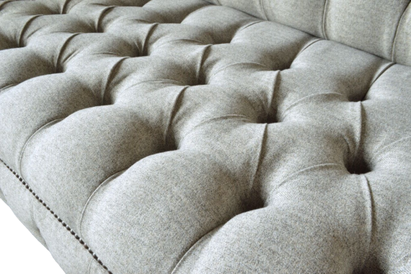 Chesterfield single-seater sofa armchair couch upholstered seating furniture textile fabric