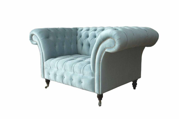 Chesterfield armchair turquoise upholstery sofa 1-seater design upholstery new