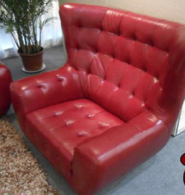 Chesterfield Sofa Set Armchair 3-Piece Leather Sofa Red Modern